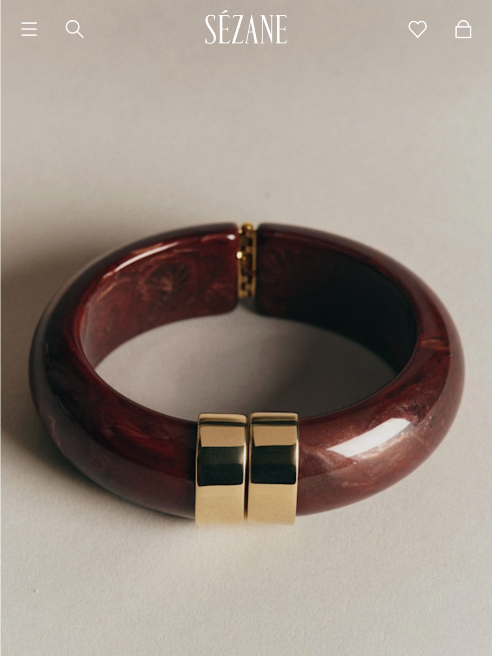 Sezane LEO BRACELET in Brown Resin Bangle with Gold Accents